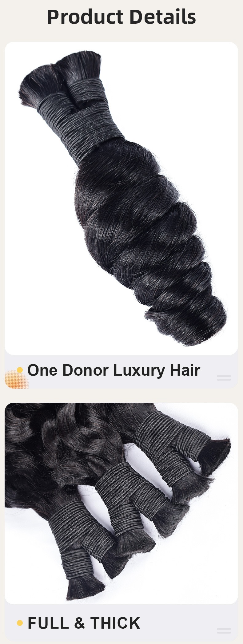 Get beautifully wavy hair with these loose wave human hair extensions, designed for bulk hair